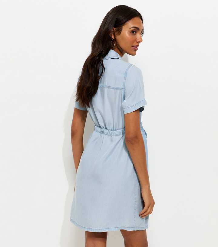 white christmas dresses Ingrid & Isabel Women's Maternity Contrast Thread Chambray Dress - Blue - Size M main image 1