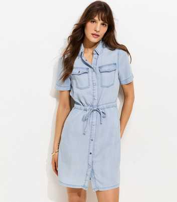 Tall Blue Light Blue Chambray Shirt Dress