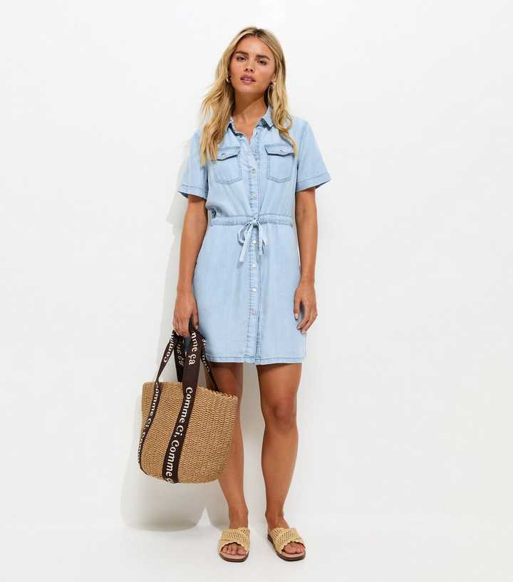 knee length dresses for ladies Sage Linen Blend Button Down Knit Mini Dress main image 0