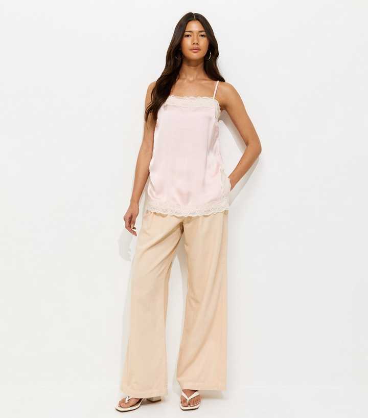 Off White Pleated Twill Wide Leg Trousers