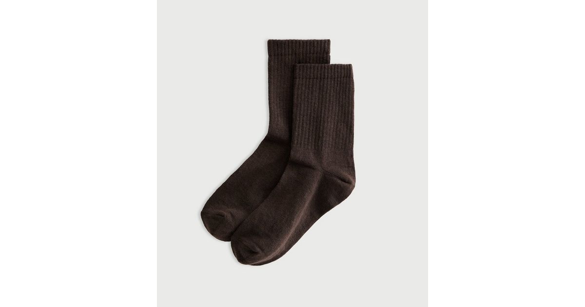 Brown Ribbed Ankle Socks | New Look