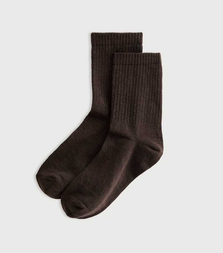 Brown Ribbed Ankle Socks | New Look