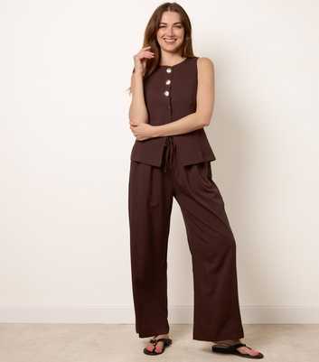 Blue Vanilla Brown Button Vest and Trousers Set