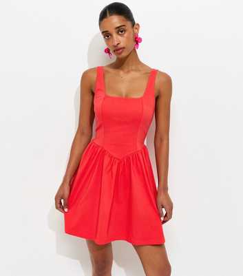 Red V-Shaped Waist Mini Dress