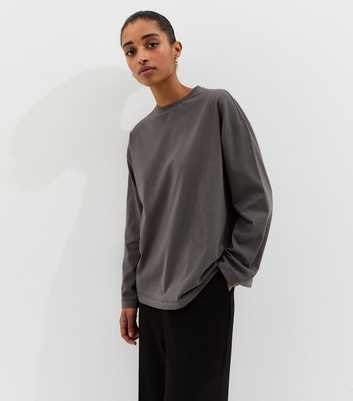 Dark Grey Heavyweight Cotton Long Sleeve T-Shirt
