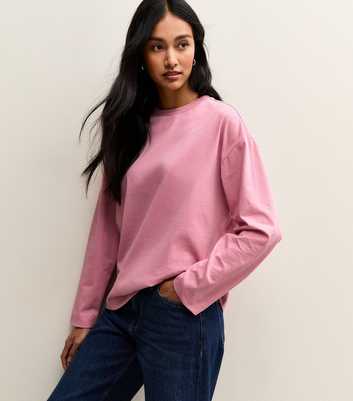 Pink Heavyweight Cotton Long Sleeve T-Shirt
