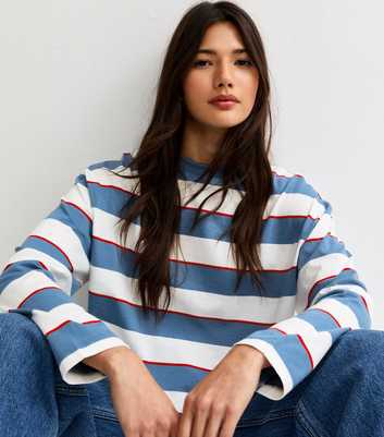 Blue Striped Long Sleeve Skater T-Shirt