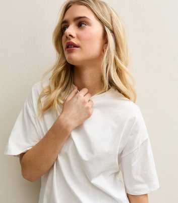 White Cotton Oversized Crew Neck T-Shirt
