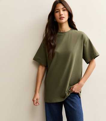 Dark Khaki Cotton Oversized T-Shirt