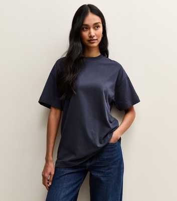 Navy Cotton Oversized T-Shirt