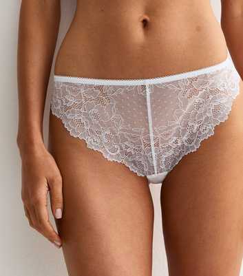 White Scalloped Lace Brazilian Briefs