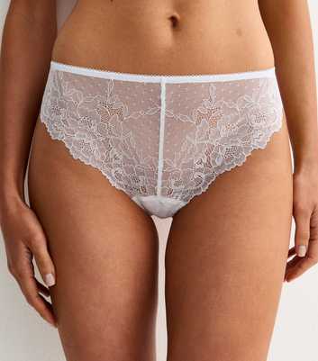 White Scalloped Lace Thong