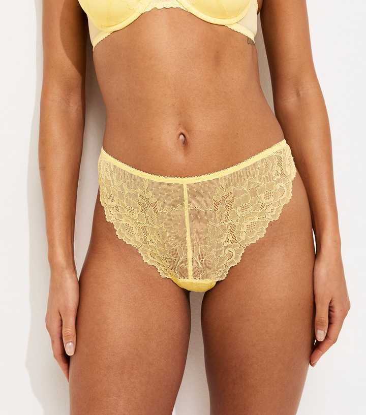 Light Yellow Scalloped Lace Thong