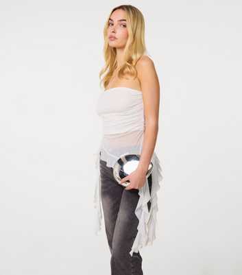 Pink Vanilla Off White Asymmetric Diamante Bandeau Top