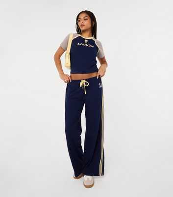Pink Vanilla Navy Star Print Wide Leg Trousers