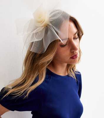 Cream Mesh Flower Fascinator