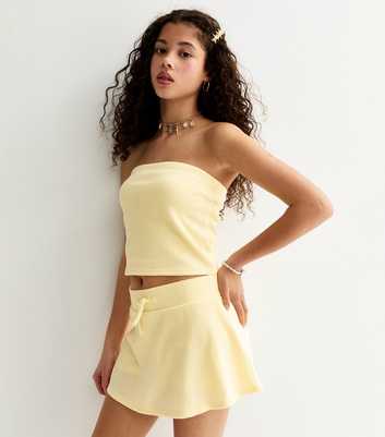 Girls Light Yellow Waffle Texture Skort