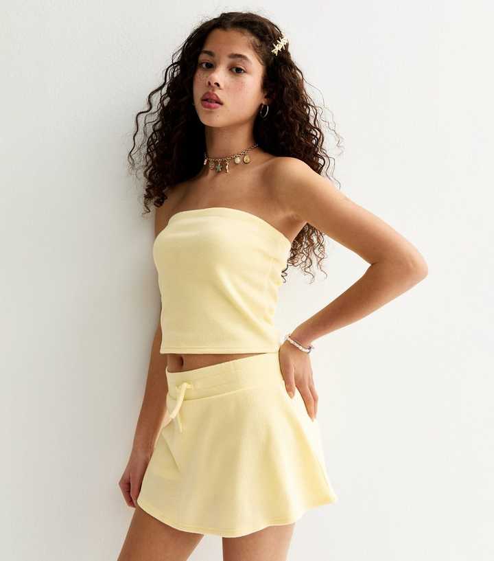 Girls Light Yellow Waffle Texture Skort