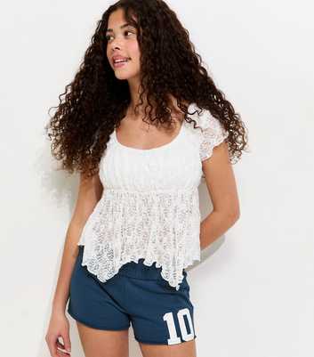 Girls Navy 10 Logo Jersey Shorts