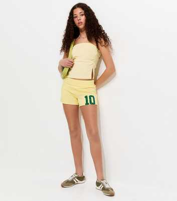 Girls Yellow 10 Logo Jersey Shorts