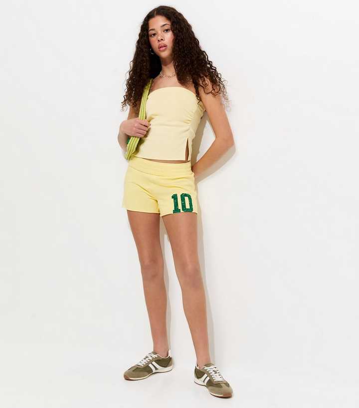 Girls Yellow 10 Logo Jersey Shorts