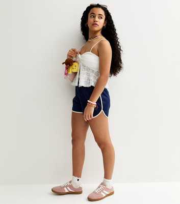 Girls Navy Satin Shorts