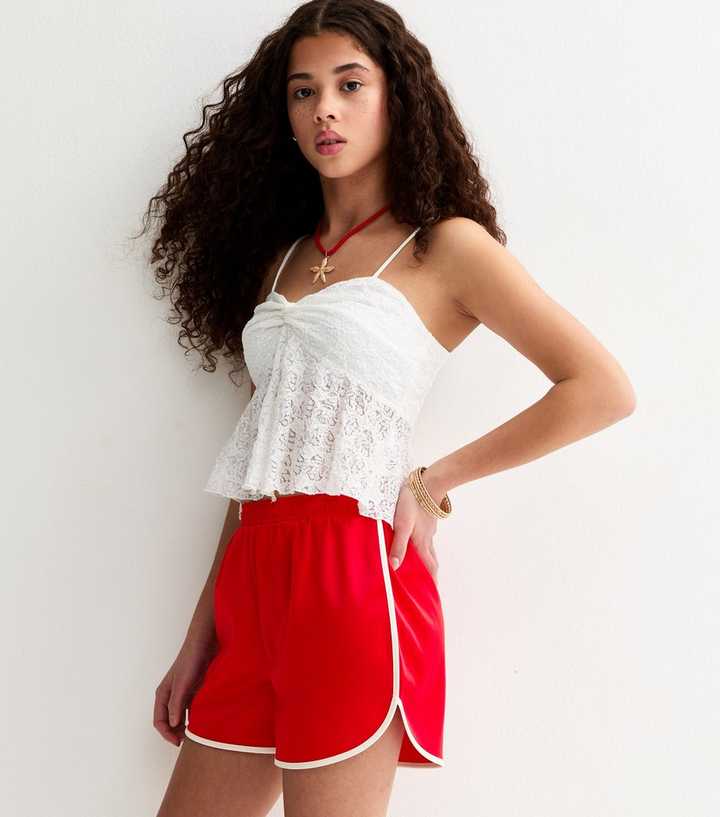 Girls Red Satin Shorts