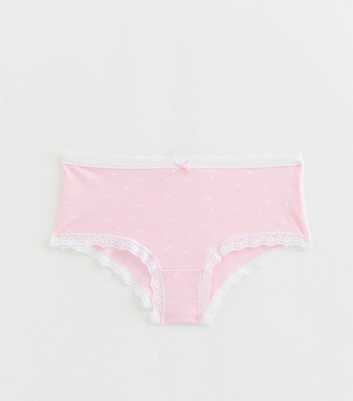 Girls Light Pink Bow Print Short Briefs
