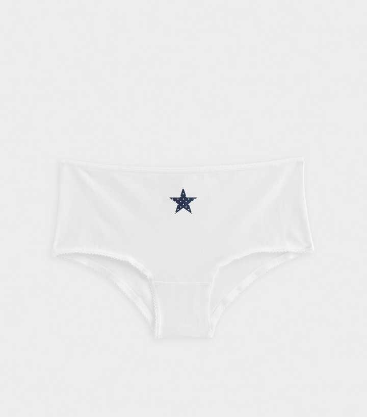 Girls White Star Short Briefs