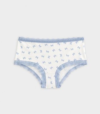 Girls White Butterfly Patterened Short Briefs