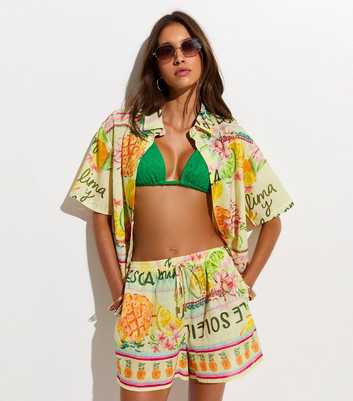 Multicoloured Printed Drawstring Waist Shorts