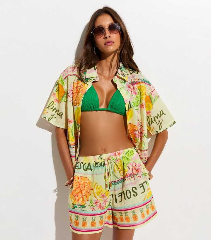 Multicoloured Printed Drawstring Waist Shorts