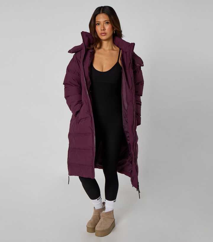 Urban Bliss Dark Purple Seamless Midi Puffer Jacket