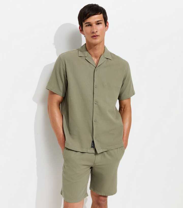Jack & Jones Light Khaki Cotton Waffle Texture Resort Shirt