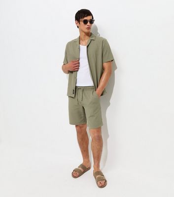 Jack & Jones Light Khaki Organic Cotton Waffle Shorts | New Look