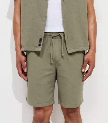 Jack & Jones Light Khaki Organic Cotton Waffle Shorts | New Look