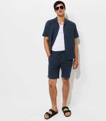 Jack & Jones Navy Organic Cotton Waffle Shorts