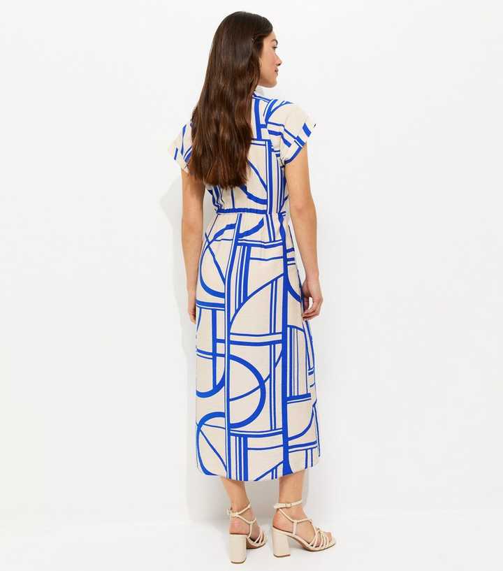blue bodycon long dress Plus Size Abstract Print Maxi Dress, Sodalite, 22/24