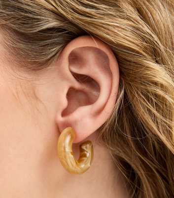 Brown Chunky Resin Hoop Earrings