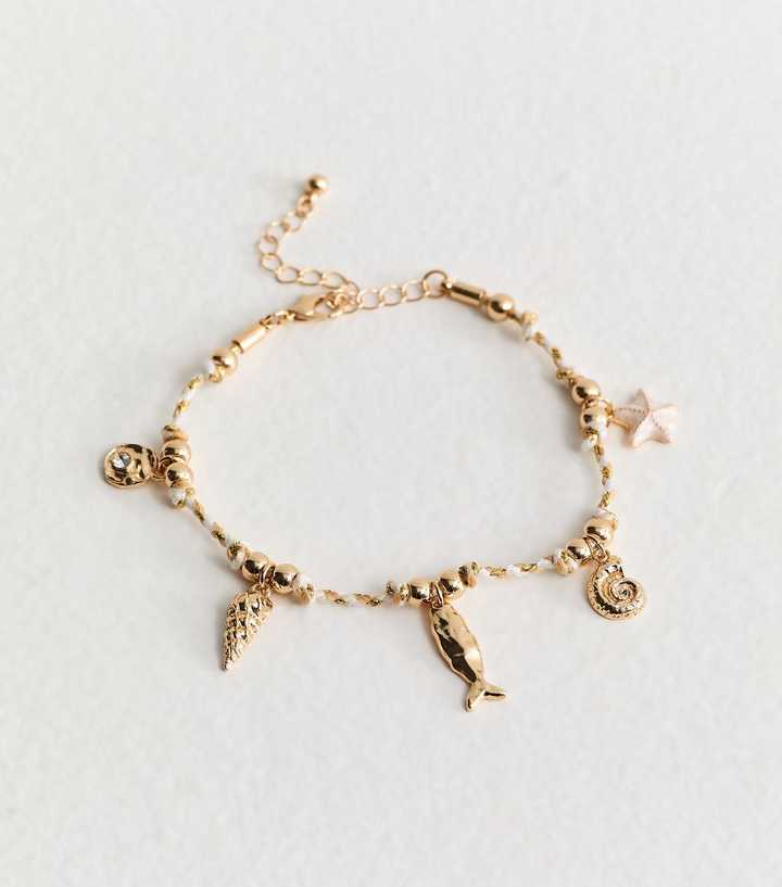 Gold Tone Shell Charm Bracelet