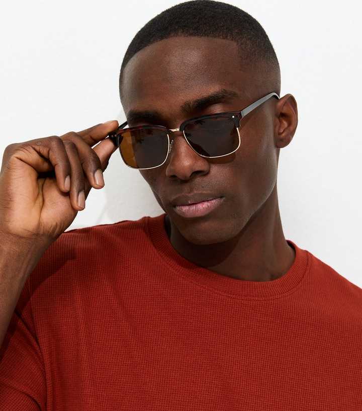 Brown Tortoiseshell Effect Retro Sunglasses