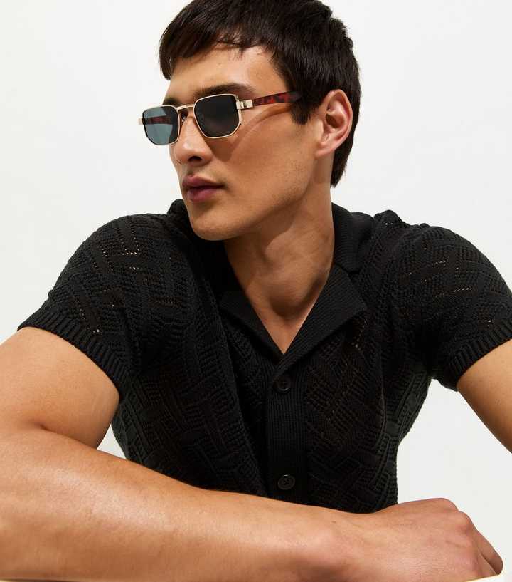 Brown Tortoiseshell Frame Hexagonal Sunglasses