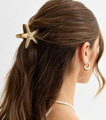 Gold Tone Textured Starfish Hair Clip