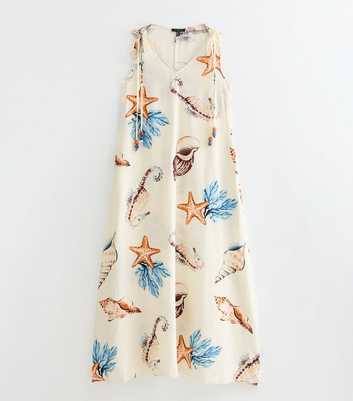 Tall Cream Shell Print Beaded Smock Maxi Dress