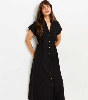 Tall Black Midi Shirt Dress