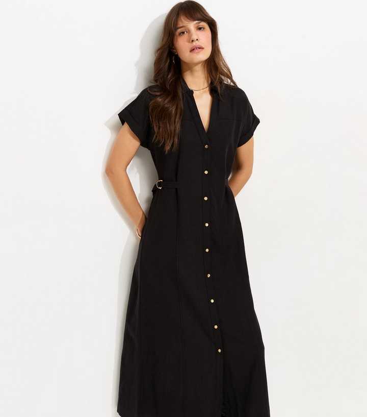 Tall Black Midi Shirt Dress