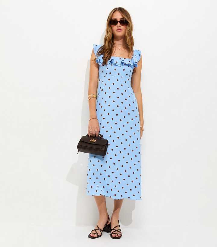 men dress shirt blue Monterey Dress With Scarf in Polka Dot – Amanda Uprichard