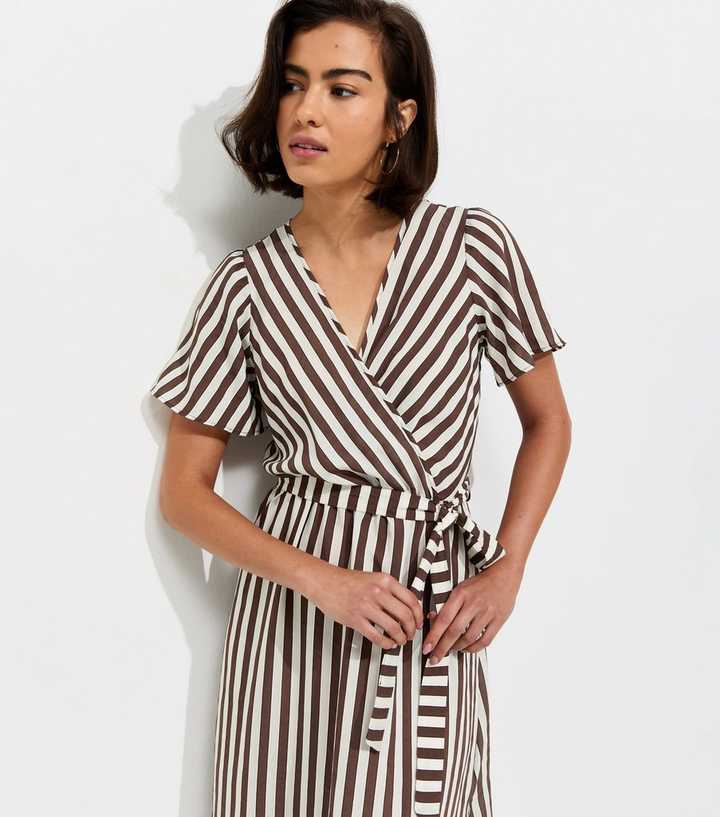 brown stripe midi dress Striped Wrap Size:M/L House of Harlow Women's Store_admin our newest midi dress