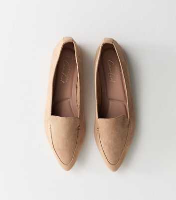 Camel Faux Suede Pointed Toe Flats