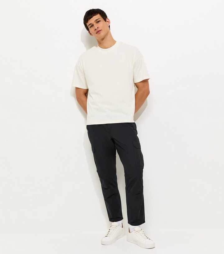 Black Regular Cotton Rich Cargo Trousers